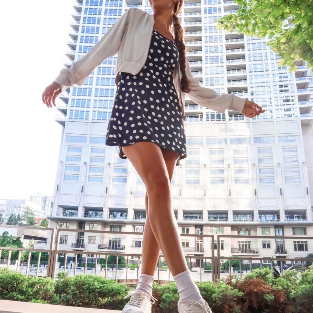 Outdoor Voices Exercise Dress Black Polka - Small